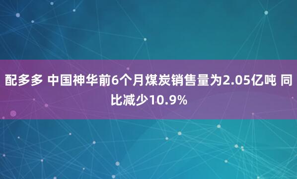 配多多 中国神华前6个月煤炭销售量为2.05亿吨 同比减少10.9%